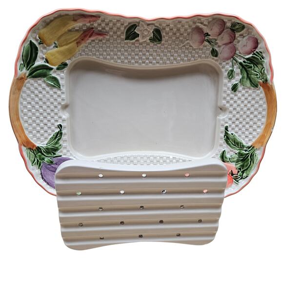 Vintage Shafford Pick Of The Crop Large Serving Platter Dish Straining Tray RARE - Picture 3 of 10